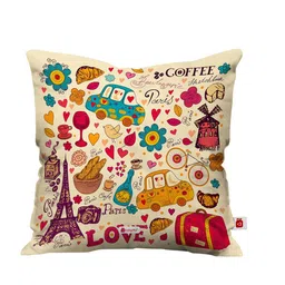 Indigifts White & Blue Printed Filled Cushion image 3