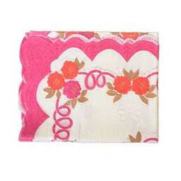 Kuber Industries Beige & Pink Floral Printed 4-Seater Rectangle Cotton Table Cover image 2