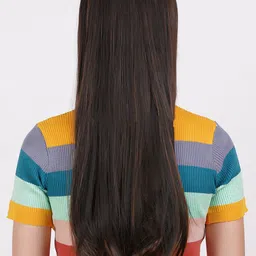 CRIBE Halo Straight Toupee Hair Extension - Brown Highlight- 28 Inch image 3