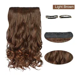 CRIBE 5-Clip In Scalp Topper Wavy Hair Extension - Light Brown - 24 Inch image 2
