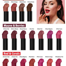 PERPAA Set of 2 Creamy Matte Bullet Lipstick 3.5g Each - Pink Fusion 60 & Velvet Orange 93 image 2