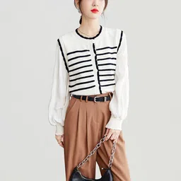JC Collection Striped Ribbed Cardigan image 3
