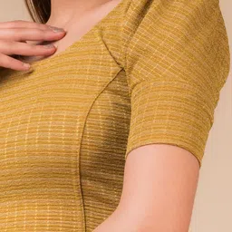 Bindigasm's Advi Zari Stripes Voluminous Sleeves Stretchable Slip on Blouse image 5