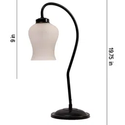 Devansh White & Black Glass Curvy Table Lamp With Iron Base image 2