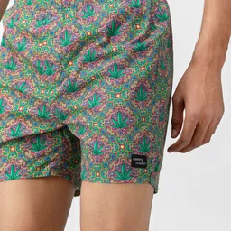 wHAT'S DOwn Men Green & Yellow Printed Pure Cotton Boxer image 4