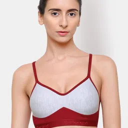 College Girl Women Maroon & Grey Colourblocked Bra-picture-10