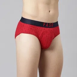 FASO Printed Mid-Rise Cotton Basic Briefs FS2004-SQ-RACINGRED image 5