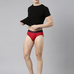 FASO Printed Mid-Rise Cotton Basic Briefs FS2004-SQ-RACINGRED image 4