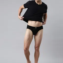 FASO Pack Of 2 Mid-Rise Cotton Basic Briefs K201-SQ-PO2-BLACK-CHARCAOLMEL image 3