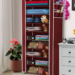 Pamworld Maroon 9-Tier Non-Woven Rectangle Multi Purpose Rack-image-52