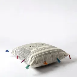 Contrast Living Off White & Black 4 Pieces Geometric Printed Cotton Square Cushion Covers image 3