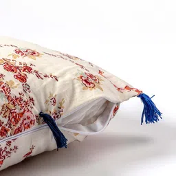 Contrast Living White & Red 5 Pieces Floral Printed Cotton Square Cushion Covers image 5