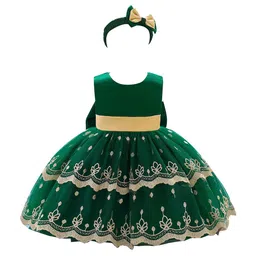 StyleCast Girls Green Ethnic Motifs Embroidered Bow Fit & Flare Dress With Headband-picture-15