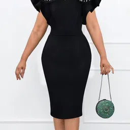 LULU & SKY Embellished Detailed Flutter Sleeve Bodycon Dress image 1