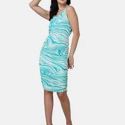 Popwings Abstract Printed Shoulder Straps Bodycon Dress image 3