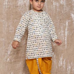 Aj DEZInES Boys Quirky Printed Pure Cotton Straight Kurta with Dhoti Pants-picture-36