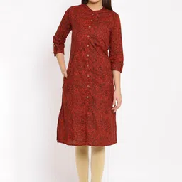 NeshamaKurti Women Maroon Kurta-picture-39