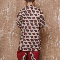 Aj DEZInES Boys Quirky Printed Pure Cotton Straight Kurta With Dhoti Pants image 2
