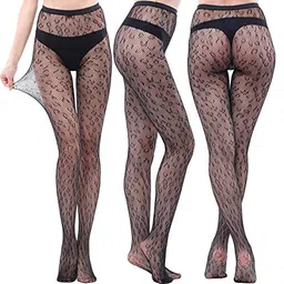 plumbury Women's/Girls's High Waist Pantyhose Texture Stockings, Free Size, Black image 3