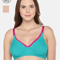 Inner Sense Pack of 2 Sea Green & Nude-Coloured Solid Non-Wired Non Padded Maternity Sustainable Bra-picture-37