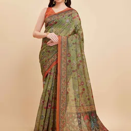 Tasarika Ethnic Motifs Printed Silk Cotton Saree-picture-16
