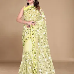 VAIRAGEE Floral Embroidered Net Saree-picture-27
