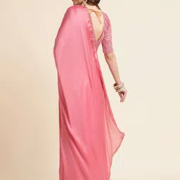 Mitera Pink Embellished Border Satin Chiffon Saree image 2