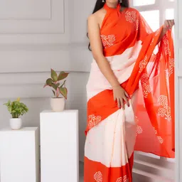 KALINI Floral Printed Pure Cotton Saree image 5