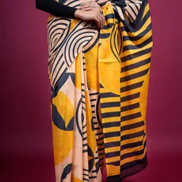 BUTA BUTI Abstract Striped Pure Cotton Saree image 5