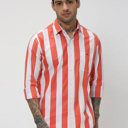 Mufti Vertical Striped Trim Slim Fit Casual Pure Cotton Shirt-picture-8