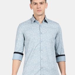 t-base Men Blue Floral Printed Cotton Casual Shirt-picture-11