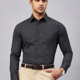 LOUIS STITCH Comfort Geometric Printed Formal Cotton Shirt-picture-25