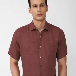 Van Heusen Men Maroon Formal Linen Shirt-picture-21