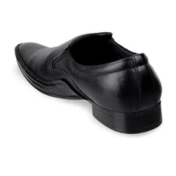 Metro Men Black Solid Leather Formal Slip-on Shoes image 3