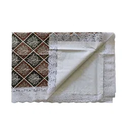 Kuber Industries Black & Brown Printed 4-Seater Rectangle Cotton Table Cover image 2