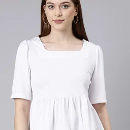TWIN BIRDS Square Neck Cotton Peplum Top-picture-16