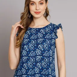 KALINI Leaf Print Flutter Sleeve Cotton Top-picture-38