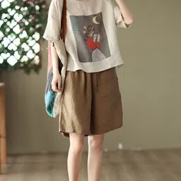 StyleCast Print Extended Sleeves Cotton Top image 1