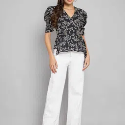 Amagyaa Floral Printed Puff Sleeves Pure Cotton Top-image-37