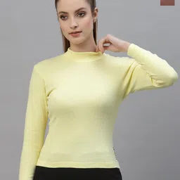 Friskers Pack Of 2 Ribbed High Neck Long Sleeves Fitted Bio Wash Cotton Tops-picture-31