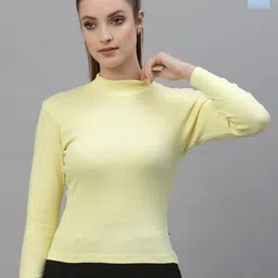 Friskers Pack Of 2 Ribbed High Neck Long Sleeves Fitted Bio Wash Cotton Tops-picture-30