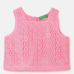 United Colors of Benetton Girls Self Design Square Neck Embroidered Top-picture-17