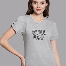 FBAR Typography Printed Slit Sleeves Pure Cotton Top image 1