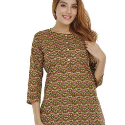 BAESD Floral Printed Round Neck Longline Cotton Top-picture-13