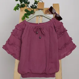 V-Mart Girls Ruffles Flared Sleeve Georgette Blouson Top-picture-55