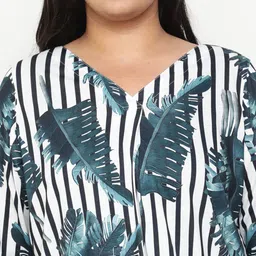 Amydus Plus Size Tropical Printed V-Neck Longline Top image 2