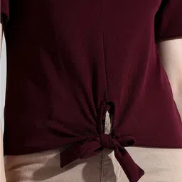 Campus Sutra V-Neck Tie Up Cotton Top image 2