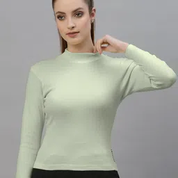Friskers Pack Of 2 Ribbed High Neck Long Sleeves Fitted Bio Wash Cotton Tops image 5