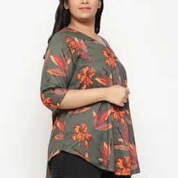Amydus Plus Size Floral Printed V-Neck Longline Top image 4
