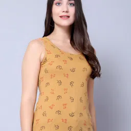 DIAZ Beige Conversational Printed Cotton Tank Tops image 3